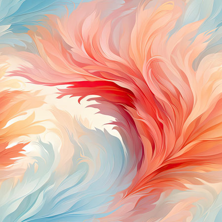 Colorful feather painting on a light background with rich details (tiled)の素材