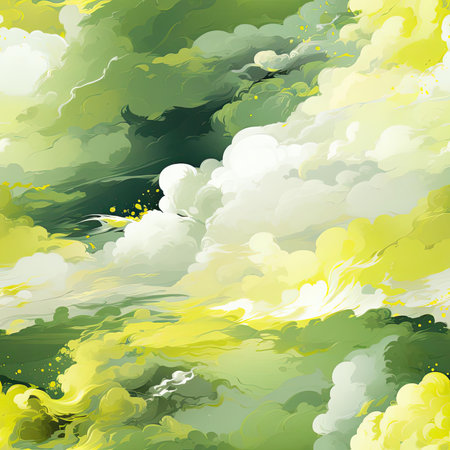 Colorful clouds in the sky with highly detailed foliage (tiled)の素材