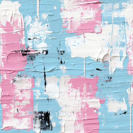 Abstract blotch painting in blue, pink, and white for decoration (tiled)の素材