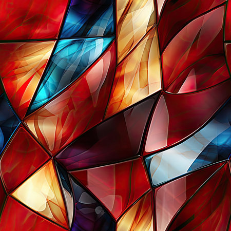 Stained glass texture with crimson and blue colors (tiled)の素材