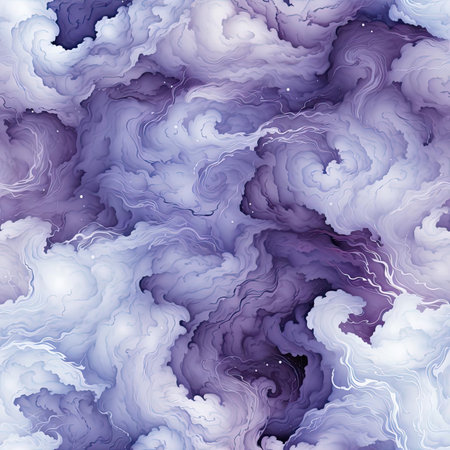 Beautiful pattern of purple and white clouds against a blue sky (tiled)の素材