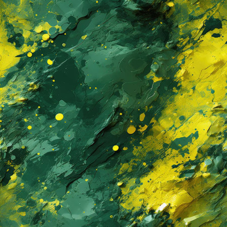 Abstract painting with spots of yellow and green, in varied brushwork techniques (tiled)の素材