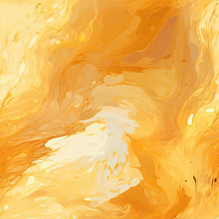 Bright yellow abstract oil painting with swirling shape (tiled)の素材