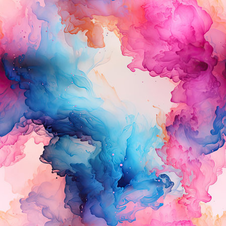 Colorful watercolor art print painting with surrealistic elements (tiled)の素材