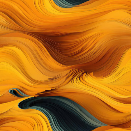 Abstract yellow and blue waves pattern with organic formations (tiled)の素材