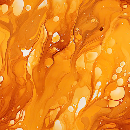 Watery fluid background with orange and amber tones (tiled)の素材