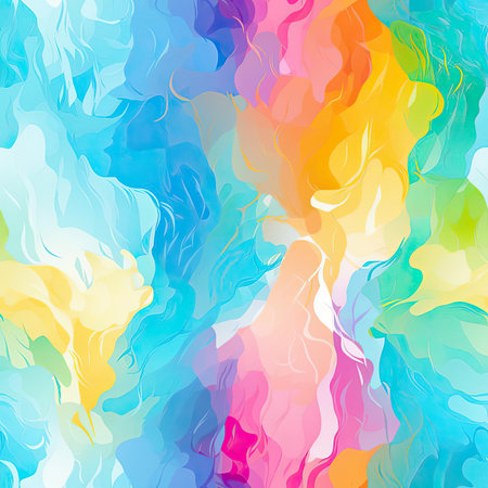 Vibrant watercolor background with playful brushstrokes and fluid figures (tiled)の素材