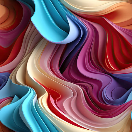 Beautiful abstract colored wrapping paper with smooth curves (tiled)の素材