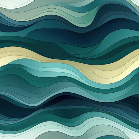 Modern gradient background with wavy lines in blue, green, and yellow (tiled)の素材