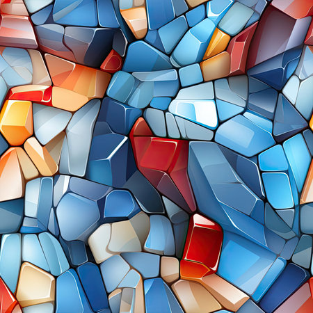 Colorful mosaic design made of glass fragments, with textured organic forms (tiled)の素材