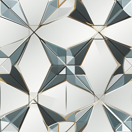 White abstract pattern with geometric designs and silver and gold (tiled)の素材