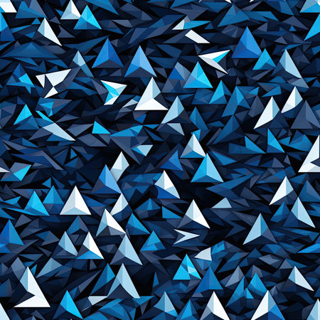 Mesmerizing blue and white triangle pattern with crystal-like formations (tiled)の素材