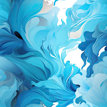 Abstract blue swirls with vibrant illustrations and feather rendering (tiled)の素材