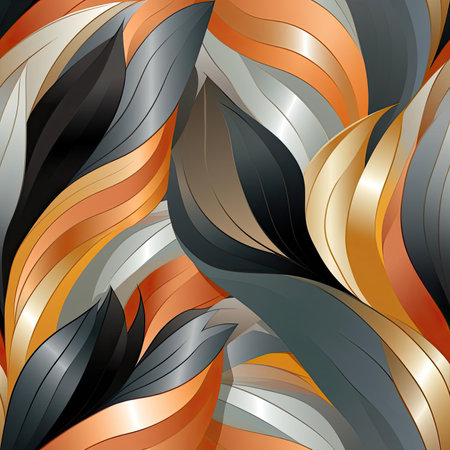 Geometric leaf pattern with fluid lines and dimensional multilayering (tiled)の素材