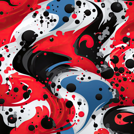 Expressive manga style design with red, blue, and black colors (tiled)の素材