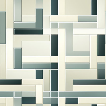 Geometric wallpaper design with squares in shades of grey and white (tiled)の素材
