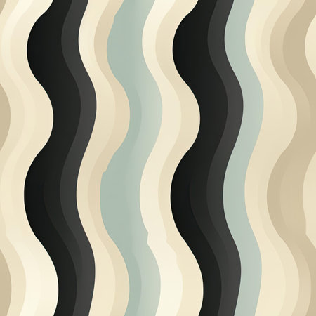 Abstract wavy black and beige pattern with bold shadows (tiled)の素材