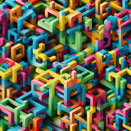 Array of colorful cubes arranged in a sublime pattern (tiled)の素材