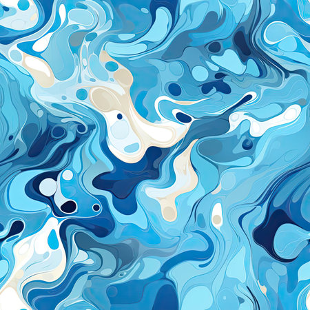 Watercolor artwork of blue and white with decorative patterns (tiled)の素材