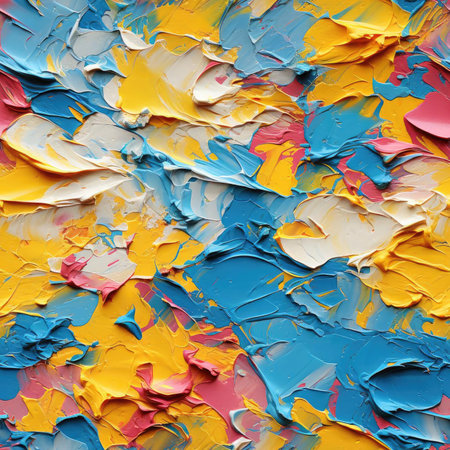 Pattern of paint on a colorful background with heavy use of impasto (tiled)の素材