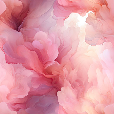Watercolor pink floral pattern with flowing texture (tiled)の素材