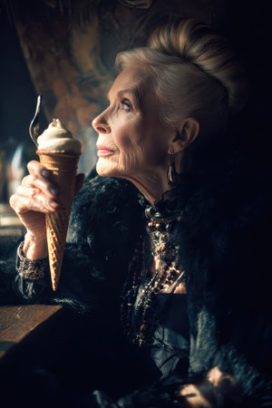 Imaginative portrait of an elderly woman. AI-generated.の素材