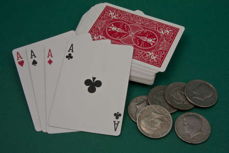 poker of aces and coinsのeditorial素材