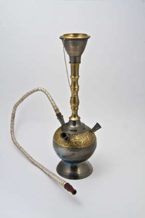 indian  water pipe metallic  with mouthpieceの写真素材