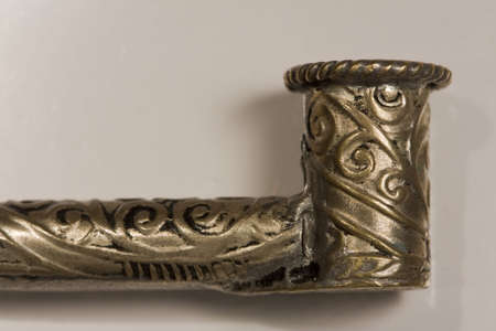 A Moroccan pipe of kifi in carved metalの写真素材