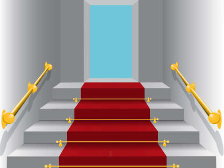 illustration representing ladder to heaven with a red carpet.のイラスト素材