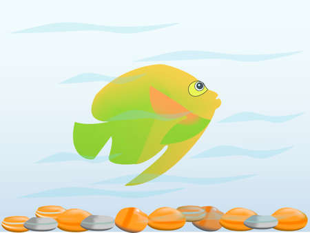 illustration representing a fish swimming among pebbles.
のイラスト素材