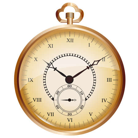 Golden vintage pocket watchのイラスト素材