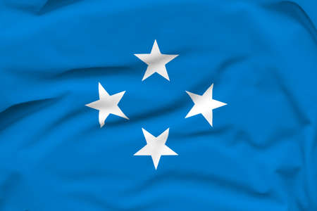 Micronesia national flag, folds and hard shadows on the canvas.の写真素材