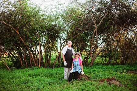 middle age couple at their farm の写真素材
