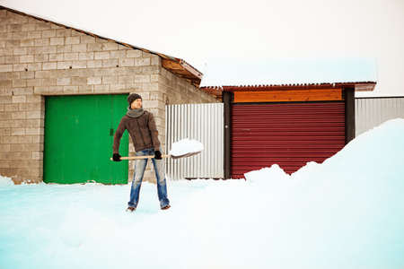 Shoveling snow.の写真素材