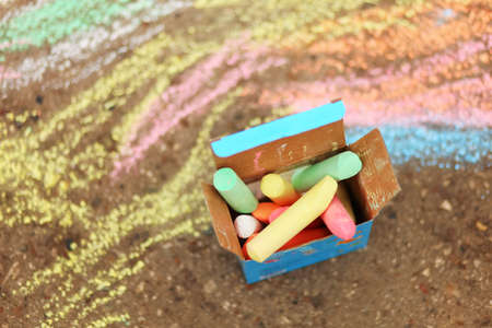 The chalk closeup a drawing to asphalt.の写真素材