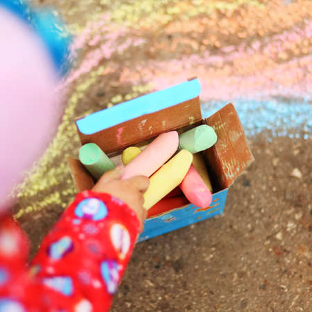 The chalk closeup a drawing to asphalt.の写真素材