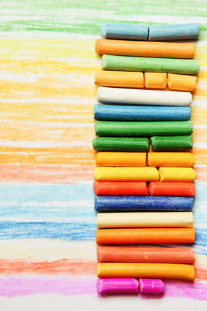 The colored dry postels close up background.の写真素材