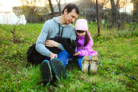 The Family happy outdoor rest a goat.の写真素材