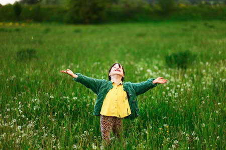 The child in park a outdoors happy.