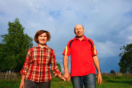 Beautiful portrait of the elderly in nature.の写真素材