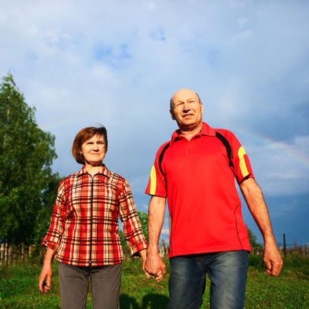 Beautiful portrait of the elderly in nature.の写真素材