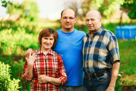 Beautiful portrait of the elderly in nature.の写真素材