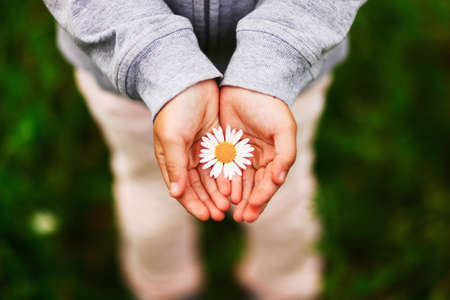 The palm of a little girl closeup.の写真素材