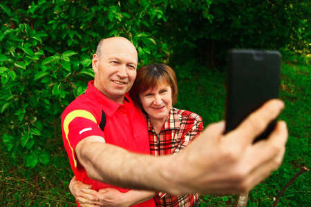 Beautiful portrait of the elderly in nature.の写真素材
