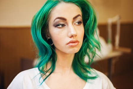 The young woman portrait close up face.の写真素材