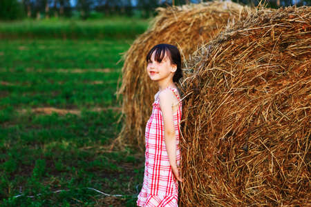 The Portrait of happy children in nature.の写真素材