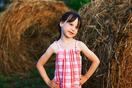 The Portrait of happy children in nature.の写真素材