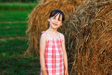 The Portrait of happy children in nature.の写真素材