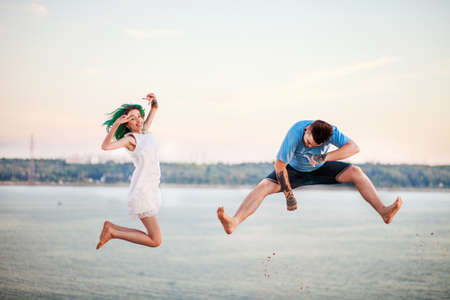The Portrait of young couple a outdoors.の写真素材